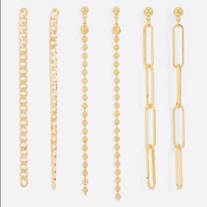 Set of 3 Linear Dangle Drop Gold Earrings